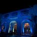 The historic Villa lit up for a party.